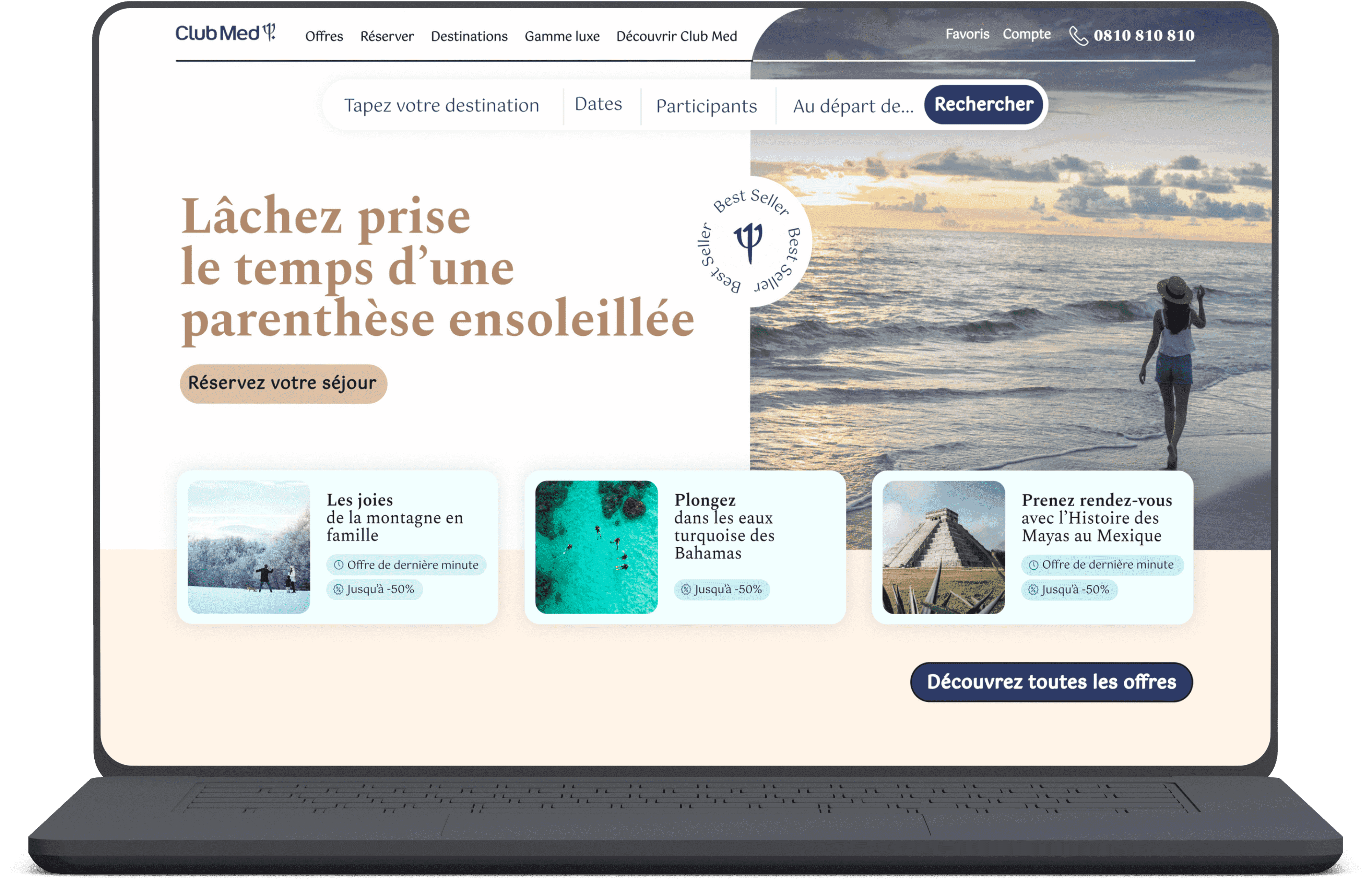 Web design de la page d'accueil du Club Med pour la rendre plus accessible